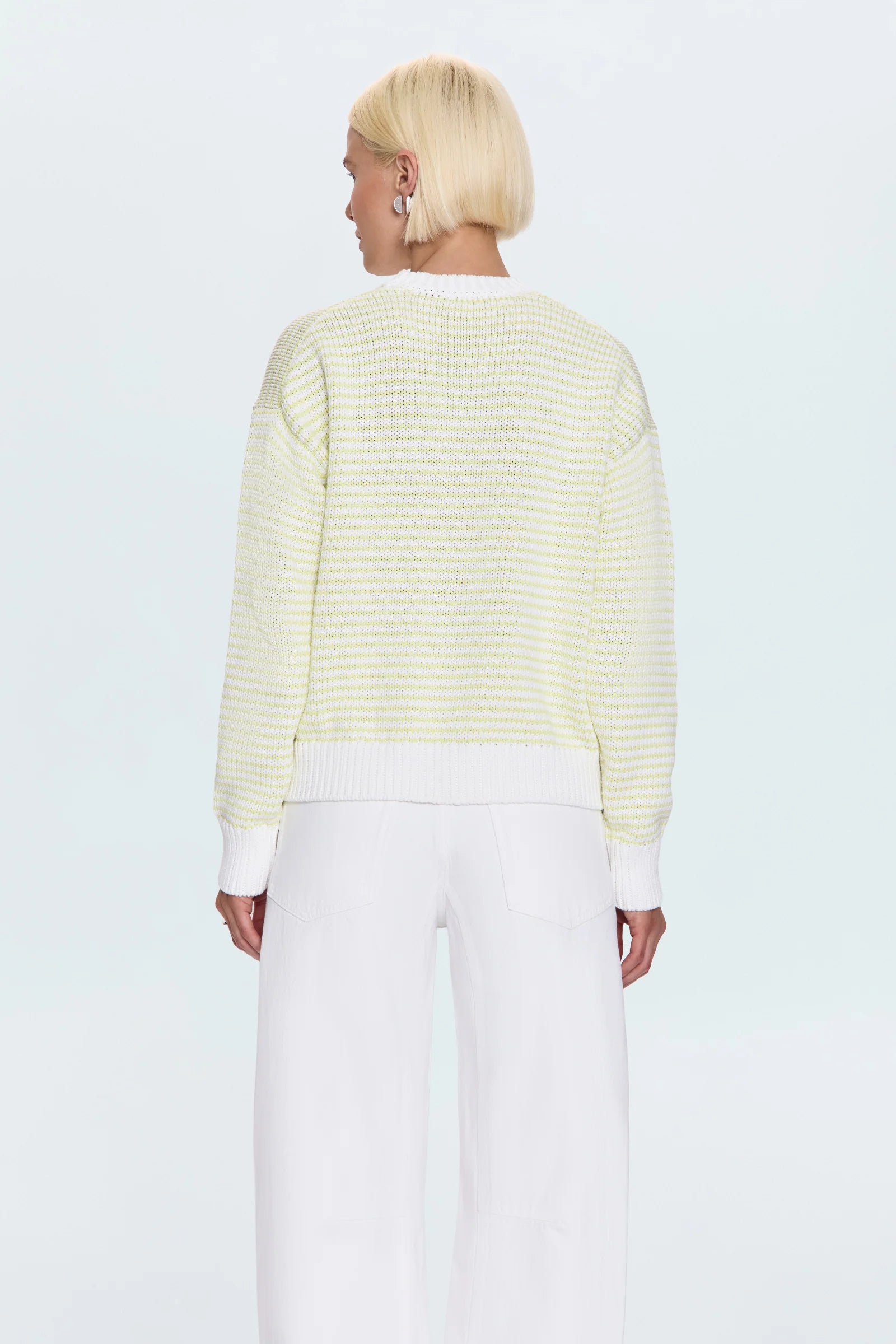 Aura Relaxed Neck Crew Neck Sweater - Limeade