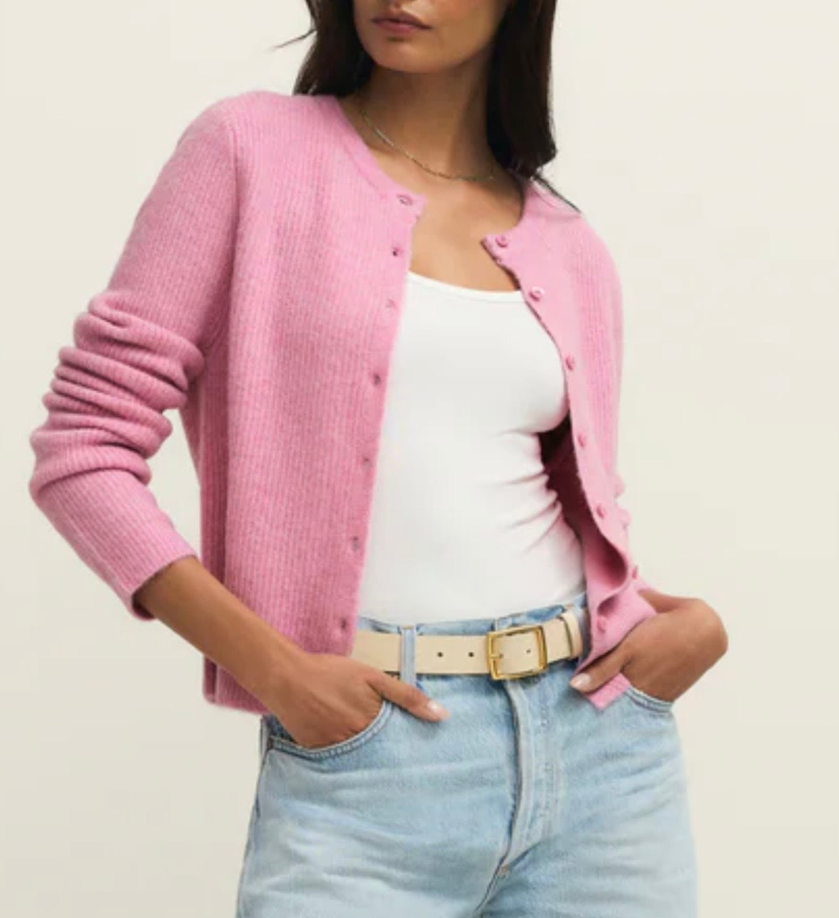 Medina Rib Cardigan - Pink Crush