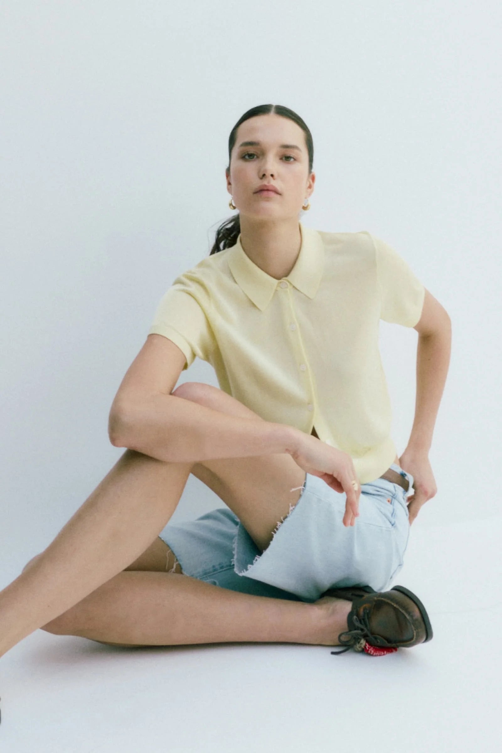 Lucca Short Sleeve Polo Sweater Pale Yellow