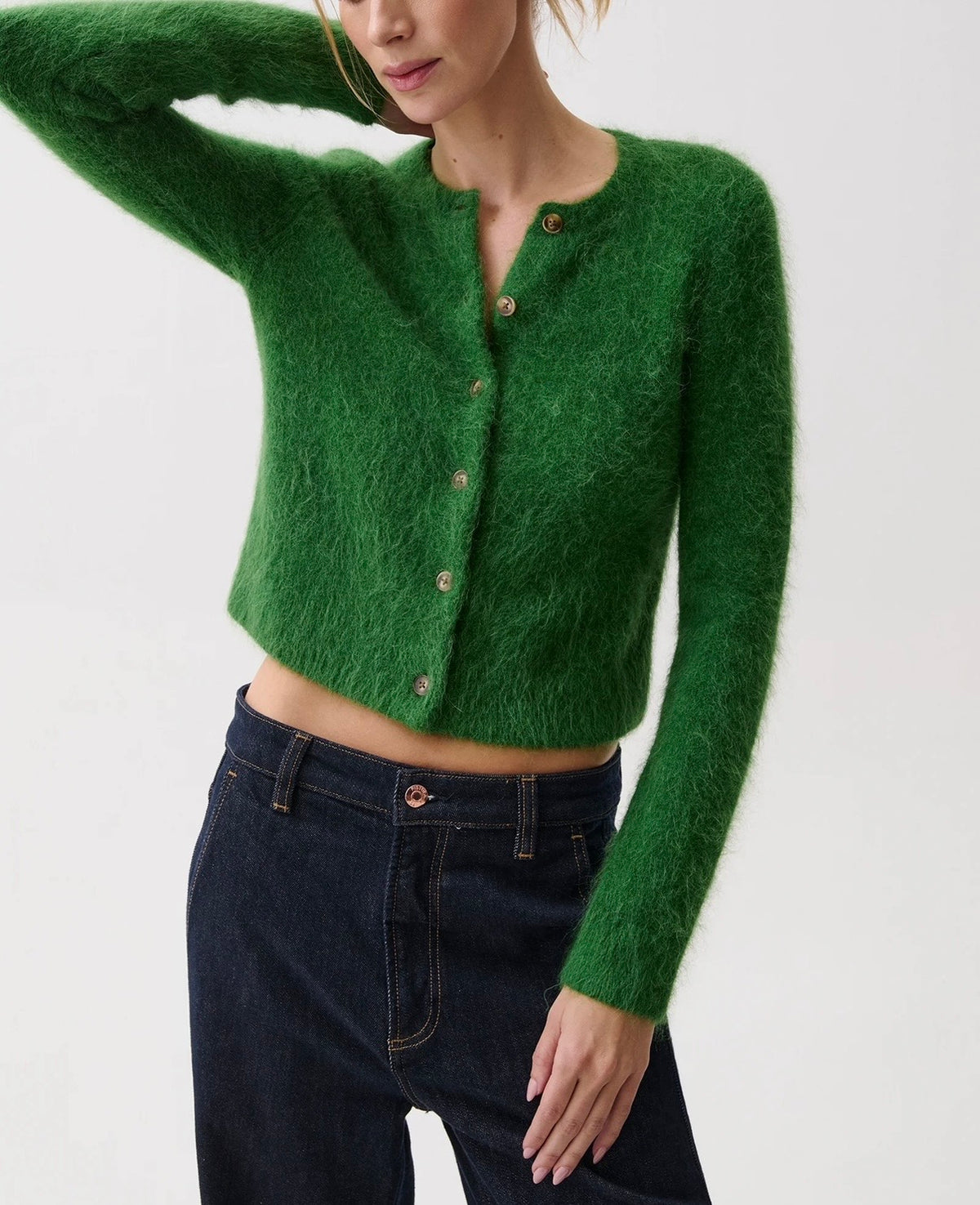 Yara Alpaca Bland Shrunken Cardigan Moss
