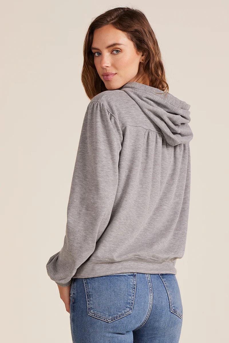 Puff Sleeve Pullover Hoodie - Grey