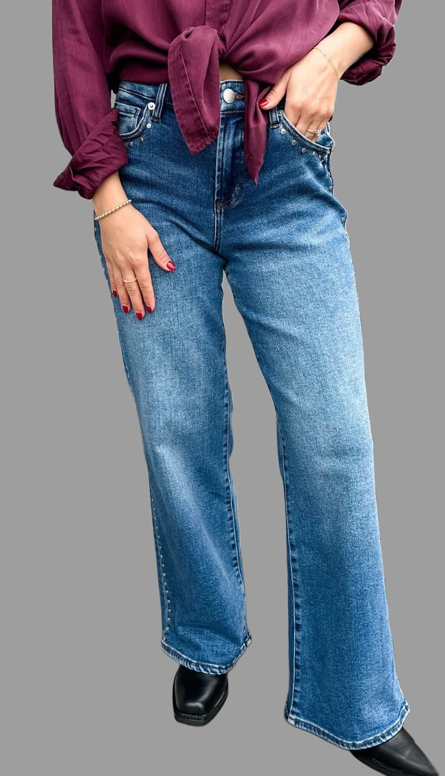 Micah Mid-Rise Wide Leg - Slate