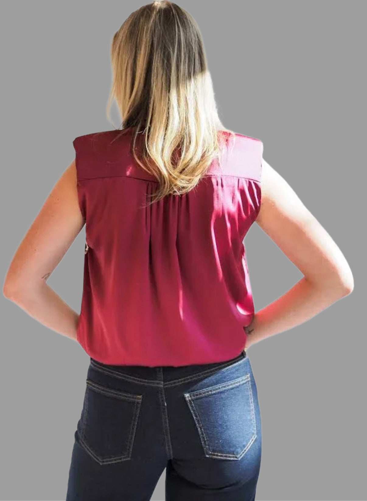 Belle Tie Front Top - Crimson