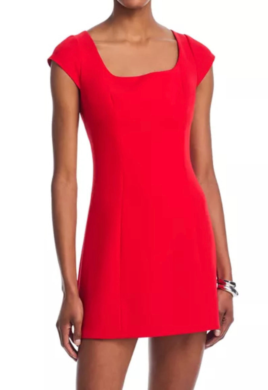 Azra Twill Cap Slv Mini Dress - Red