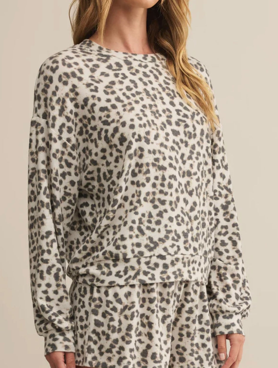 Luxe Leopard LS Top - Champagne