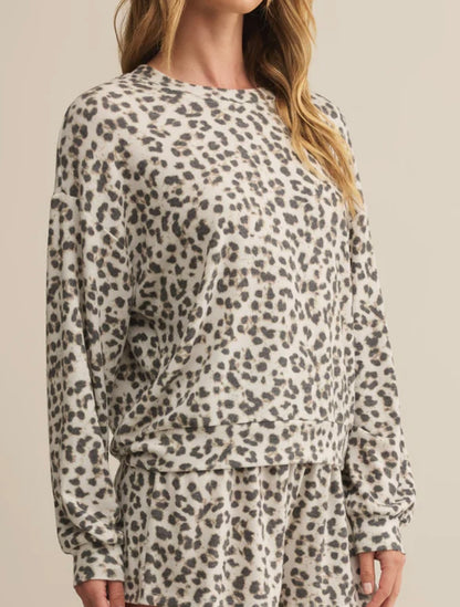 Luxe Leopard LS Top - Champagne