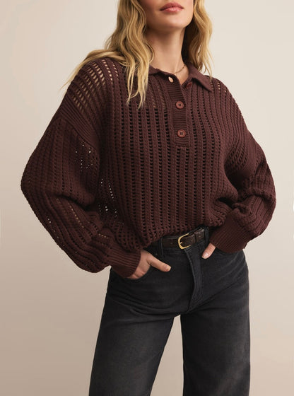 Looking Glass Polo Sweater - Sandalwood
