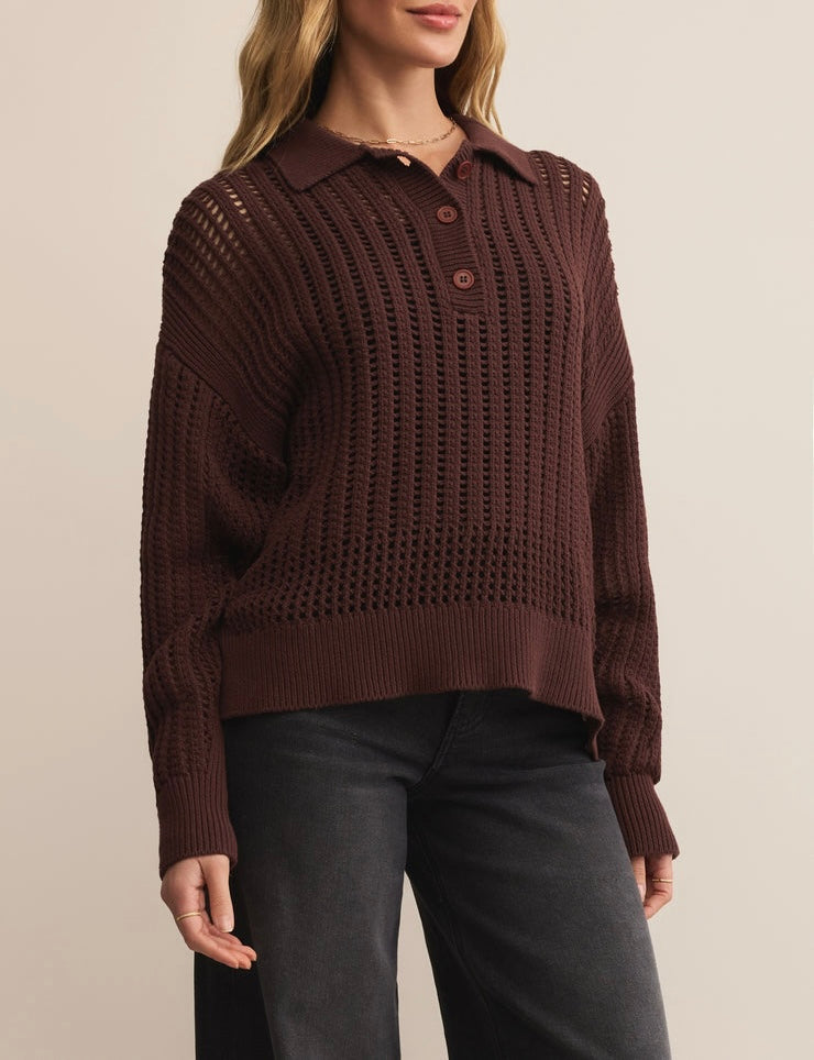 Looking Glass Polo Sweater - Sandalwood