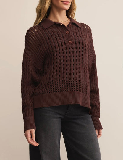 Looking Glass Polo Sweater - Sandalwood