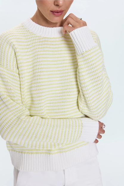 Aura Relaxed Neck Crew Neck Sweater - Limeade