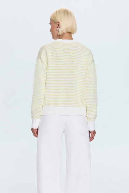 Aura Relaxed Neck Crew Neck Sweater - Limeade
