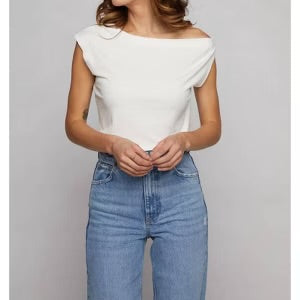Drop Shoulder Top -  Off White