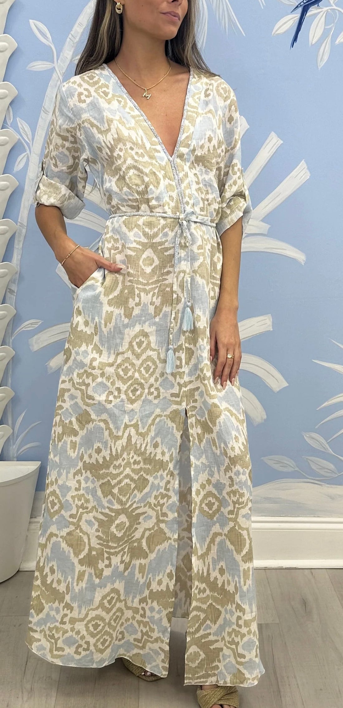 Diana Dress Sand and Sea Ikat