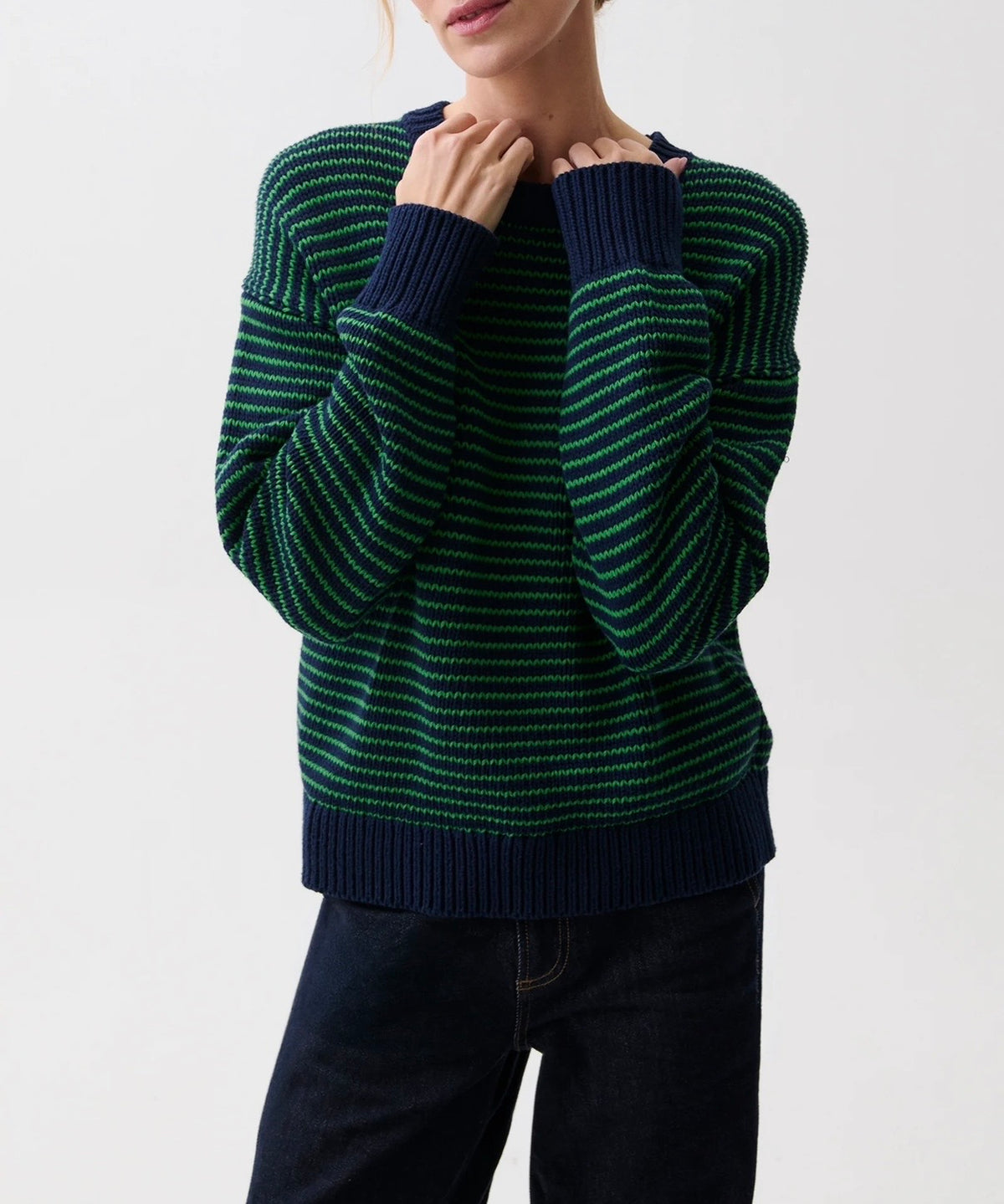 Aura Relaxed Crew Neck Sweater Midgreen