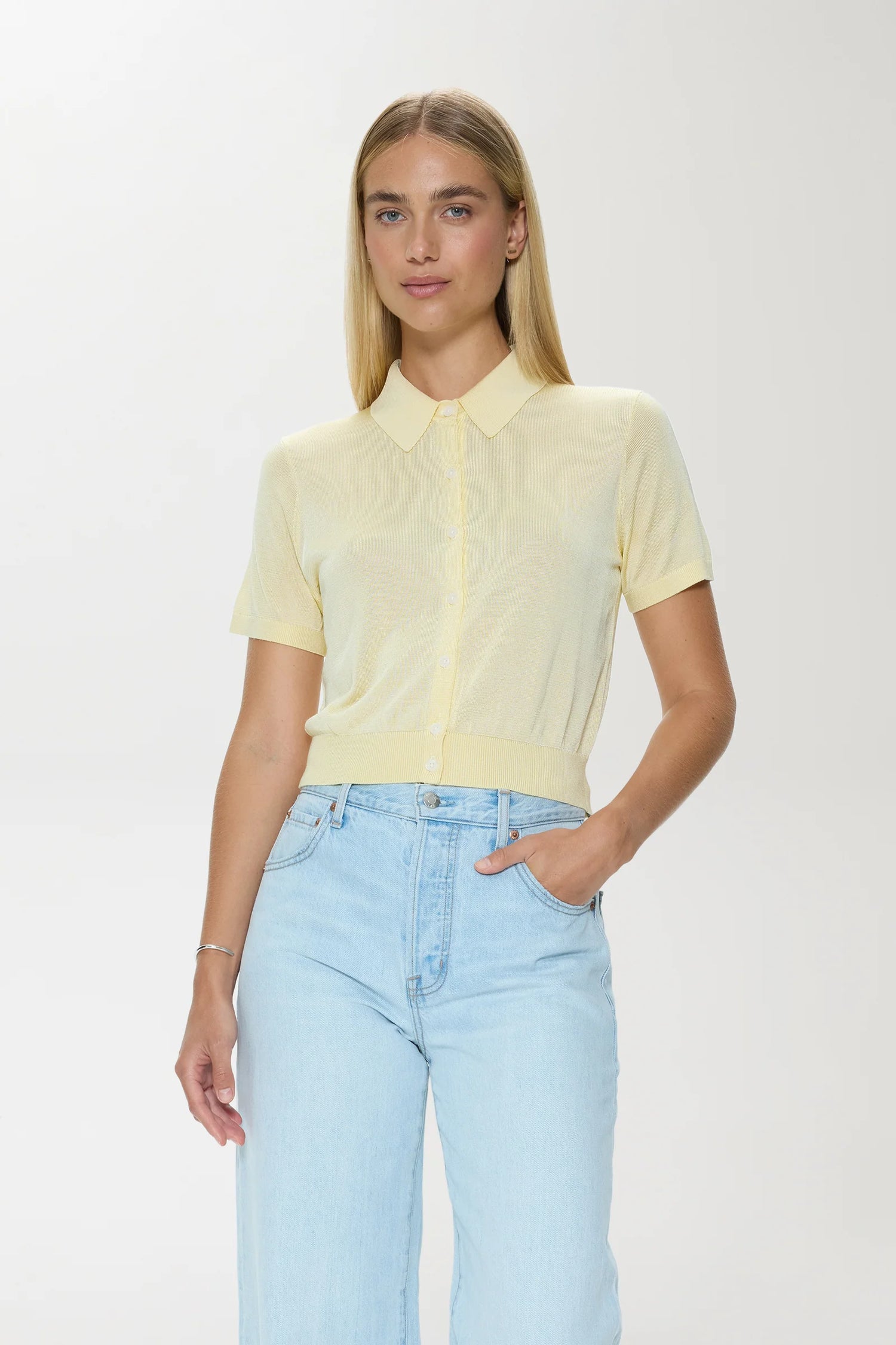 Lucca Short Sleeve Polo Sweater Pale Yellow