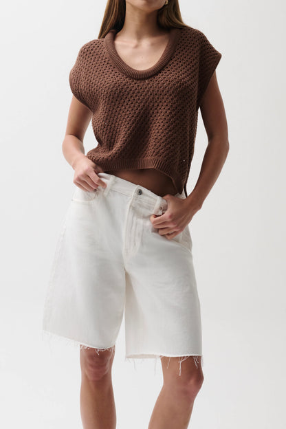 Nolan Relaxed Straight Cut Off  Paper White
