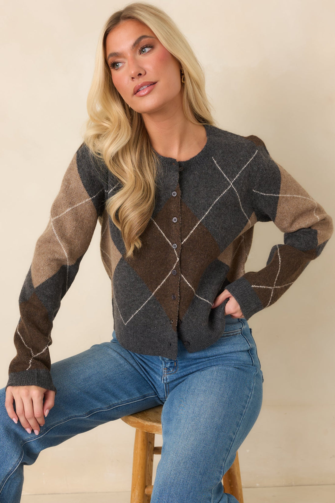 Medina Argyle Cardigan Charcoal Heather