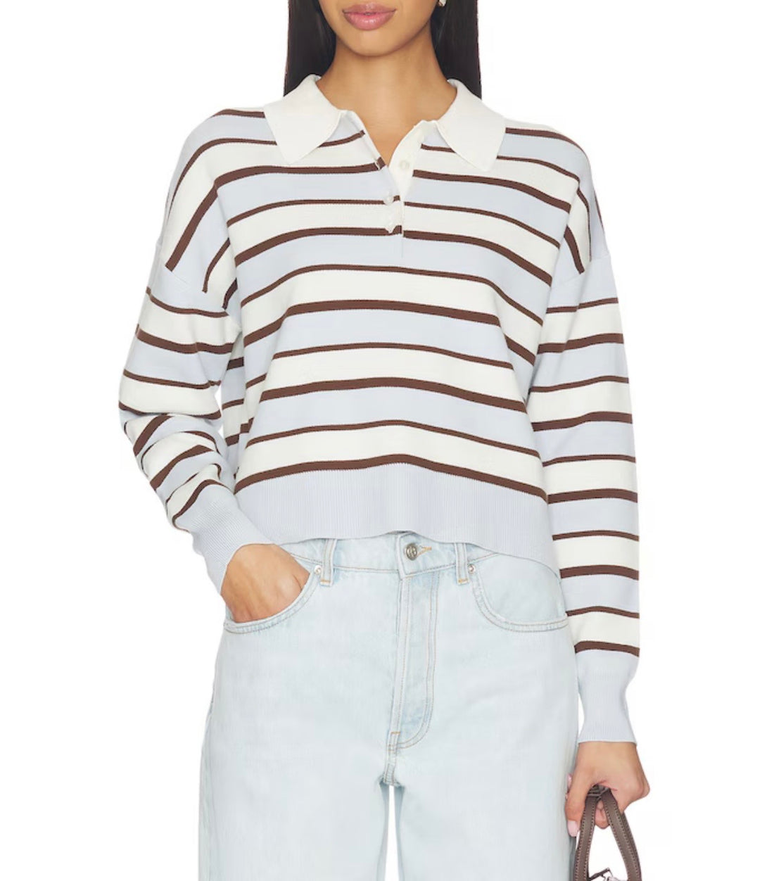 Cropped Rugby Pullover - Artic Ice Stripe