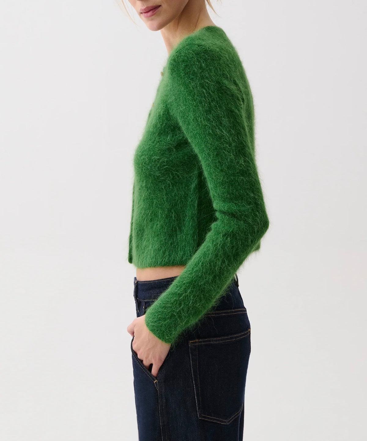 Yara Alpaca Bland Shrunken Cardigan Moss