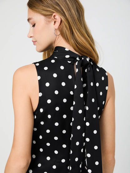 Ennis Satin Polka Dot Midi Dress