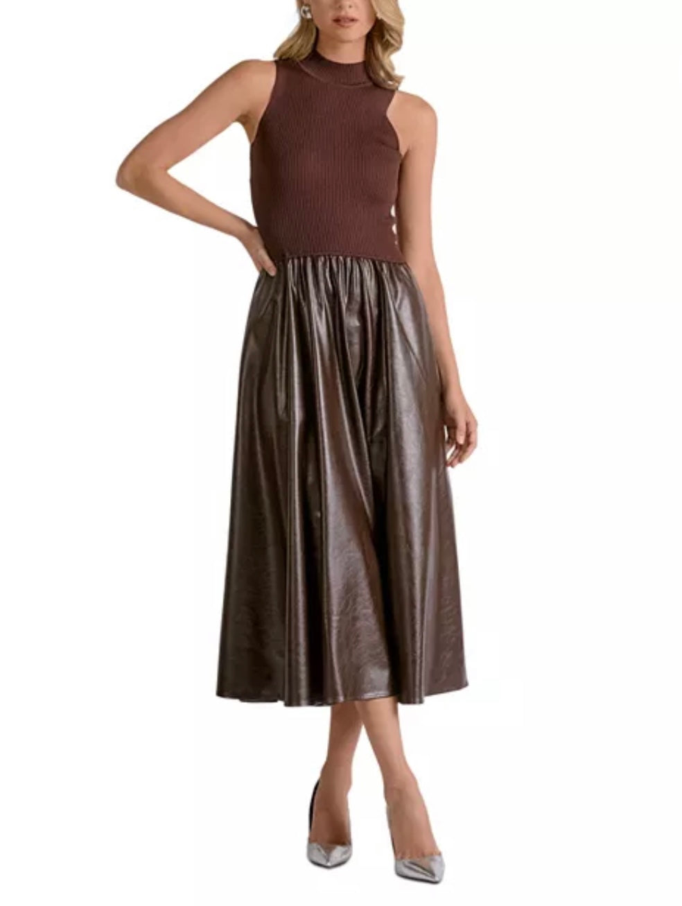 Maxi Mock Neck Sleevless Dress
