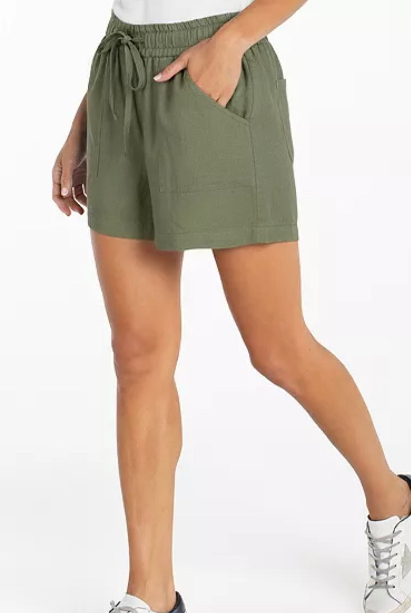 Pull On Tie Short - Martini Olive
