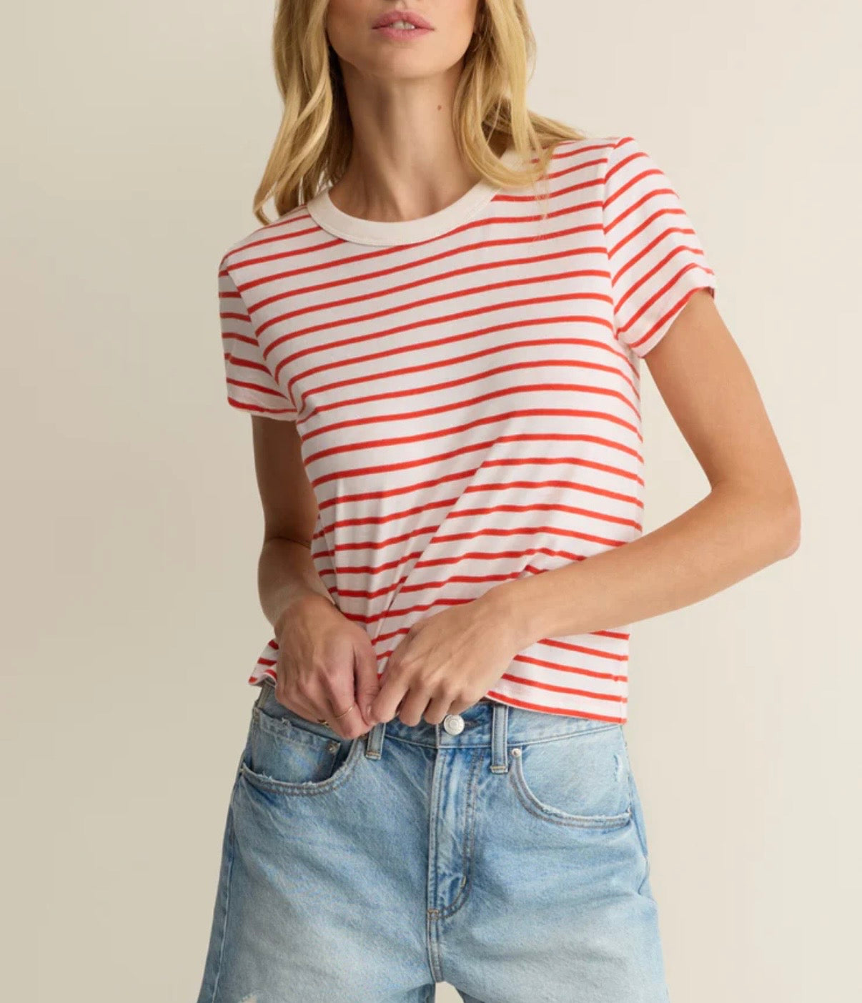 Junie Striped Tee Lychee