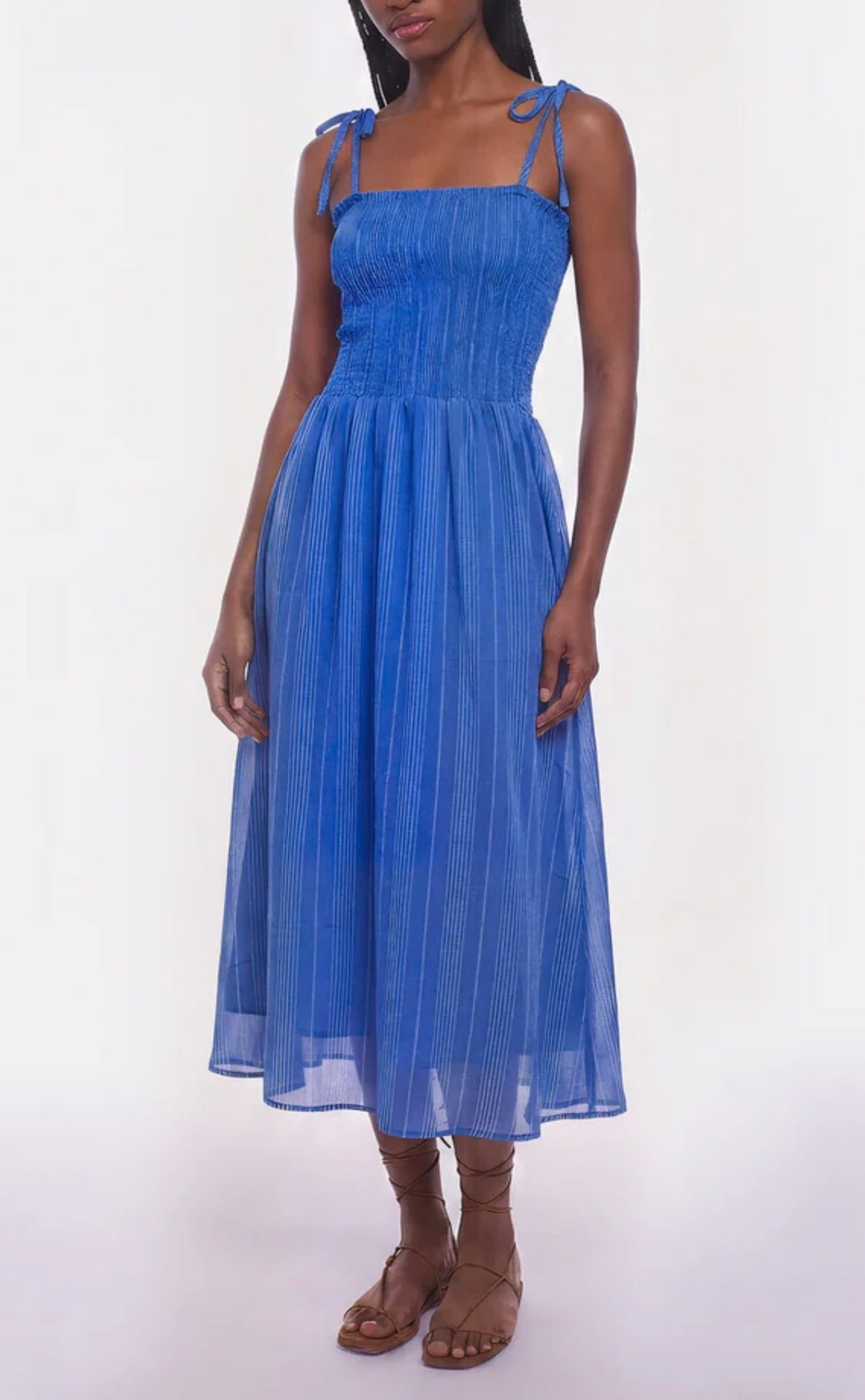 Eddie Midi Dress - Blue Stripe