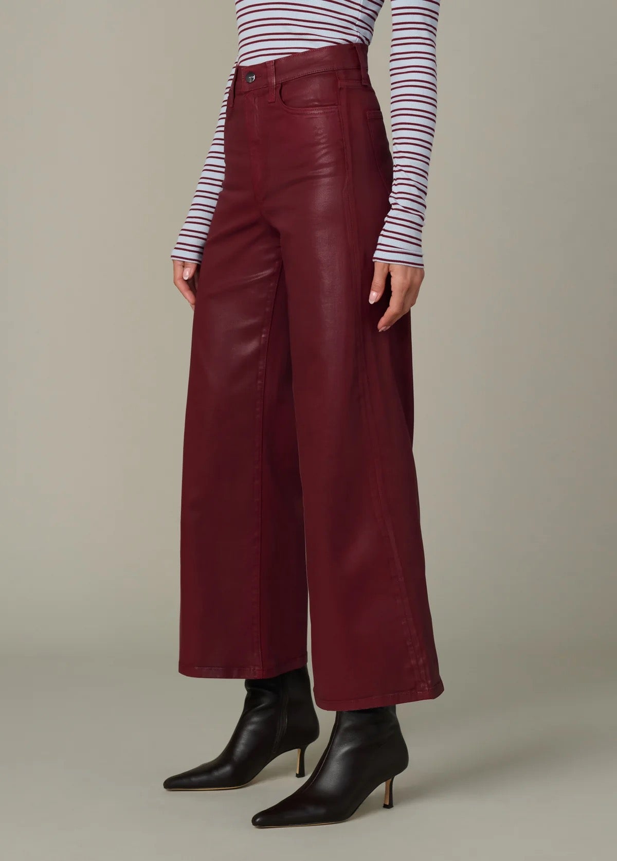 The Mia Wide Leg Ankle Coated - Syrah