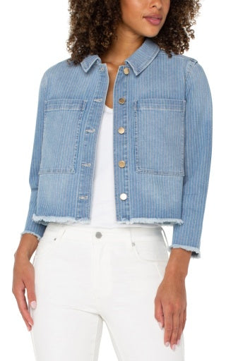 Crop Shacket with Fray Hem