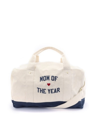 MOM OF THE YEAR CANVAS DUFFLE BAG